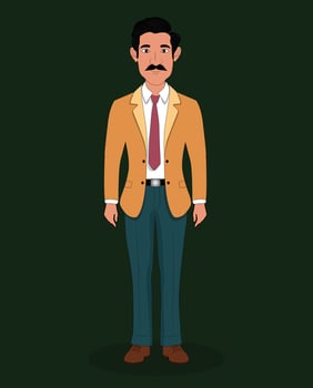 A businessman front view cartoon character design for 2d animation vector