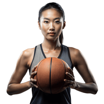 Confident Female Athlete Holding Basketball With Transparent Background png
