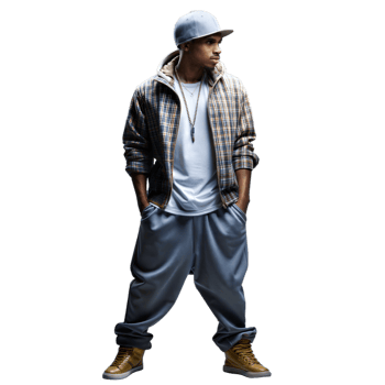 Young Man Dressed in Streetwear Style Standing Confidently Against a Transparent Background png