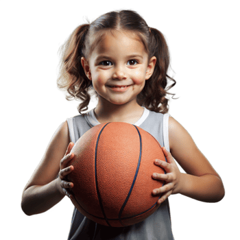 Young Girl Holding a Basketball With a Confident Smile on a Transparent Background png