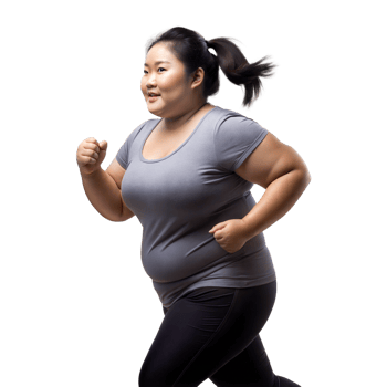 Determined Woman Jogging in Studio Setting With Transparent Background png