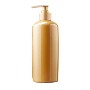 Amber Shampoo Bottle With Pump Dispenser Isolated on Transparent Background png