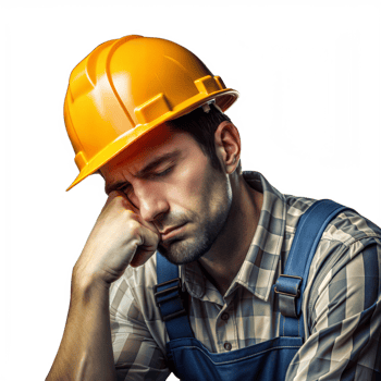 Tired Construction Worker Taking a Break During a Busy Workday on Transparent Background png
