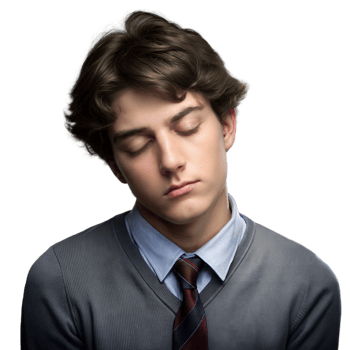 Young Man With Closed Eyes Leaning His Head to the Side on Transparent Background png