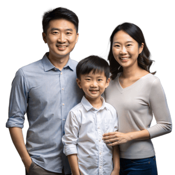 Smiling Family of Three Posing Together With a Transparent Background png