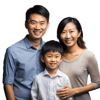 Happy Family of Three Posing for a Portrait With a Transparent Background png