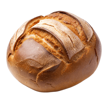 Freshly Baked Round Sourdough Bread With Golden Crust on Transparent Background png