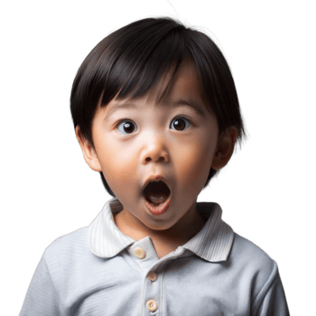 Surprised Toddler With Open Mouth Poses on Transparent Background png