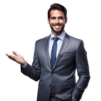Confident Businessman Smiling in a Grey Suit With Transparent Background png