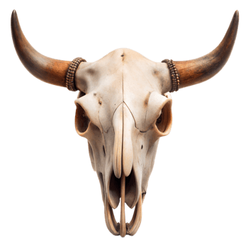 Cow Skull With Long Horns on Transparent Background png