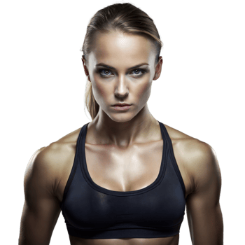 Determined Female Athlete Posing in Workout Gear Against a Transparent Background png