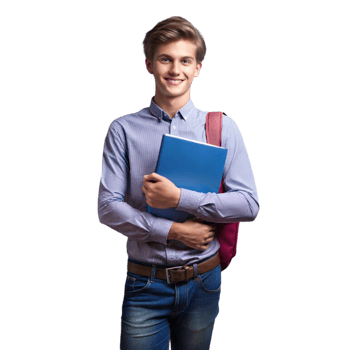 Smiling Young Student Holding Books With Backpack on Transparent Background png