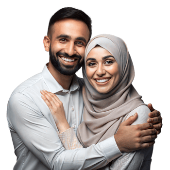 Smiling Couple Embracing Tightly, Man and Woman in Casual Attire, Studio Shot With Transparent Background png