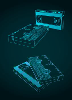 VHS cassettes illustrations vector