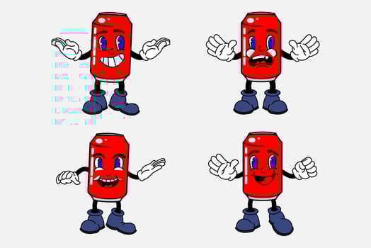 old cartoon mascot character elements. different clipart, faces, limbs. character creator for vintage retro logos and branding. isolated illustrations vector