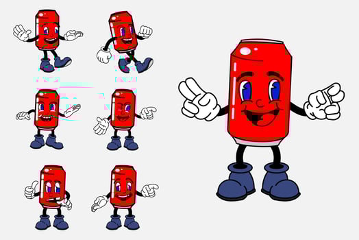 old cartoon mascot character elements. different clipart, faces, limbs. character creator for vintage retro logos and branding. isolated illustrations vector