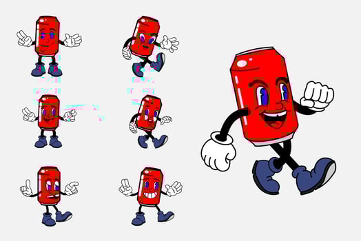 old cartoon mascot character elements. different clipart, faces, limbs. character creator for vintage retro logos and branding. isolated illustrations vector