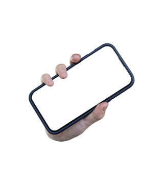 Hands holding smartphone isolated on transparent background - format. png