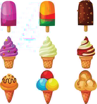 object set of isolated ice cream vector