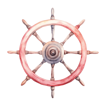 Ship's Wheel Isolated Detailed Watercolor Hand Drawn Painting Illustration png