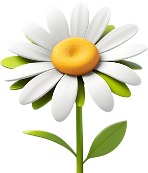 Adorable cartoon daisy in full bloom. Ai-generated. png