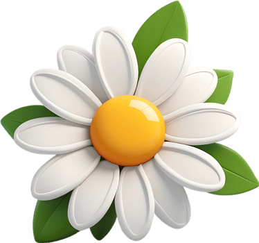 Adorable cartoon daisy in full bloom. Ai-generated. png