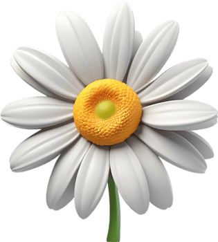 Adorable cartoon daisy in full bloom. Ai-generated. png