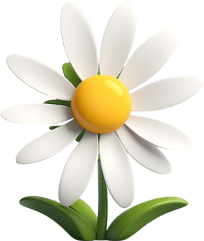 Adorable cartoon daisy in full bloom. Ai-generated. png