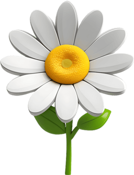 Adorable cartoon daisy in full bloom. Ai-generated. png
