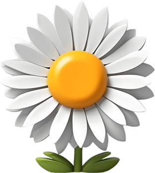 Adorable cartoon daisy in full bloom. Ai-generated. png