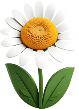 Adorable cartoon daisy in full bloom. Ai-generated. png