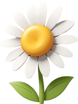 Adorable cartoon daisy in full bloom. Ai-generated. png