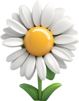 Adorable cartoon daisy in full bloom. Ai-generated. png