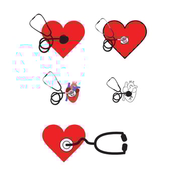 set of hears stethoscope icons vector