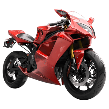 3D Rendering of a Luxury Motorbike or Motorcycle on Transparent Background png