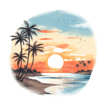 Beautiful Beach Sunset Isolated Detailed Watercolor Hand Drawn Painting Illustration png