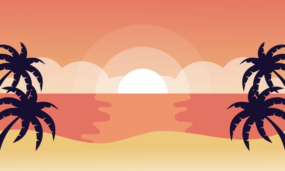 Summer beach vacation scene illustration vector