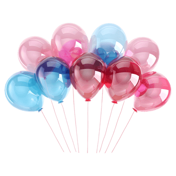 3D Rendering of a Colorful Balloons on Transparent Background png