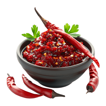 3D Rendering of a Red Spice Grinded in a Bowl on Transparent Background png