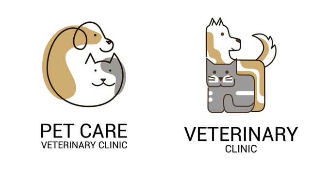 Pet care.Veterinary clinic logo set. Dog and cat design logo. vector