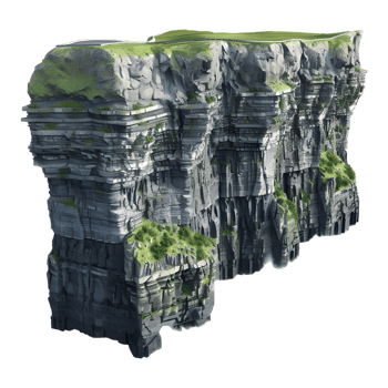 3D Rendering of a Stone Cliff on Transparent Background png