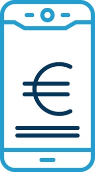 Euro Mobile Pay Line Blue Two Color Icon vector