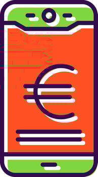 Euro Mobile Pay filled Design Icon vector