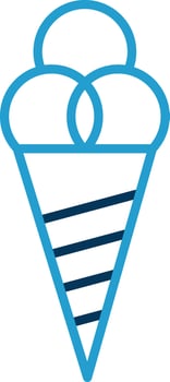 Ice Cream Cone Line Blue Two Color Icon vector