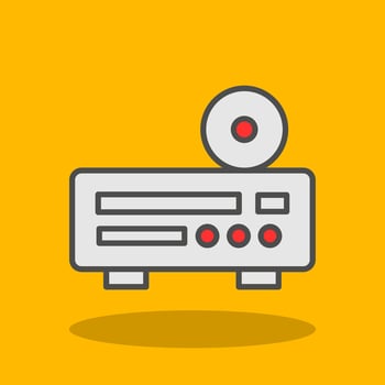 Dvd Player Filled Shadow Icon vector