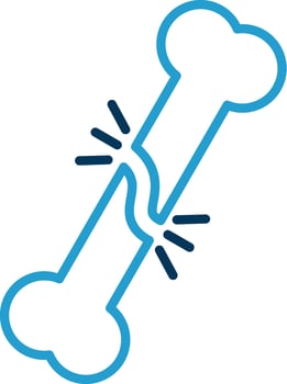 Broken Bone Line Blue Two Color Icon vector