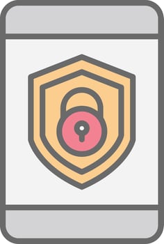 Security mobile Lock Line Filled Light Icon vector