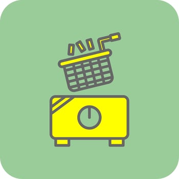 Electric Fryer Filled Yellow Icon vector