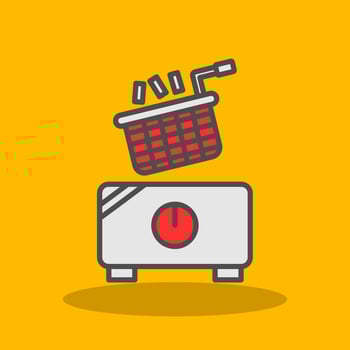 Electric Fryer Filled Shadow Icon vector
