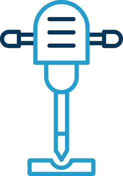 Jackhammer Line Blue Two Color Icon vector